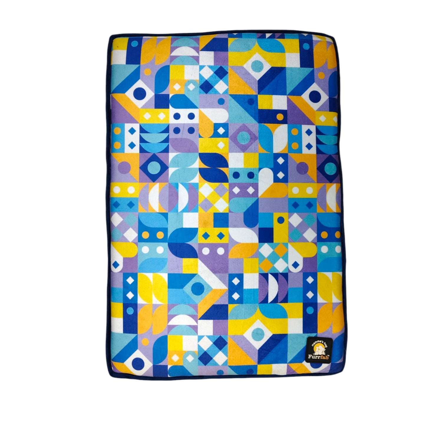 Furrfab Multicolour Squer Print Dark blue Pet  Mat