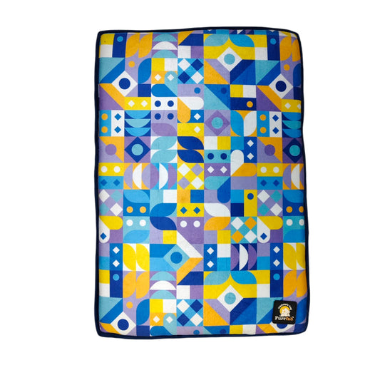 Furrfab Multicolour Squer Print Dark blue Pet  Mat