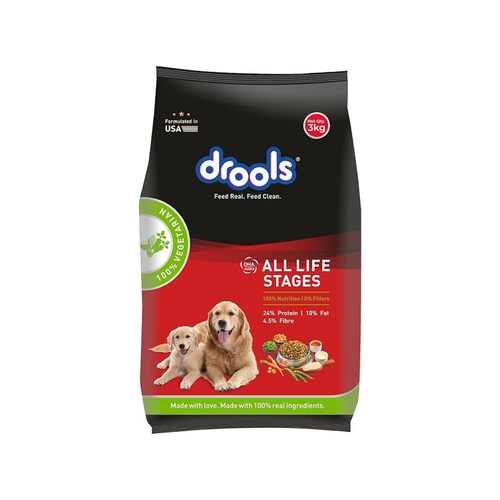 Drools Dry Dog Food All Lifestages 100% Vegetable, 3 Kg Pack