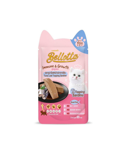 Bellotta Wet Food for Cats and Kittens, Sardine Kitten Pouch, 65g (Pack of 6)
