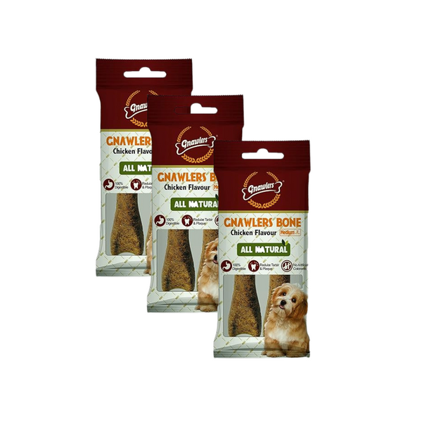Gnawlers Chicken Small Bones Treat - Rawhide Alternative 2 Pc for Dogs (Pack of 3) Ingredients