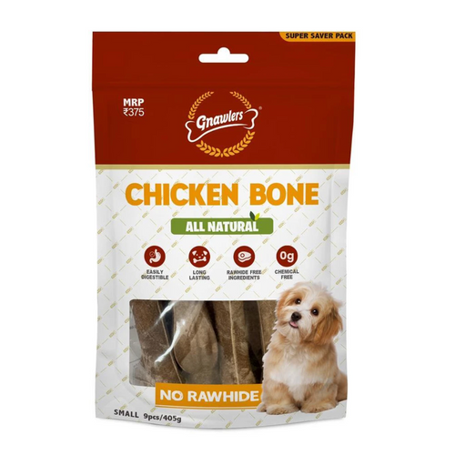 Gnawlers Chicken Small Bones Treat - Rawhide Alternative 9 Pc for Dogs