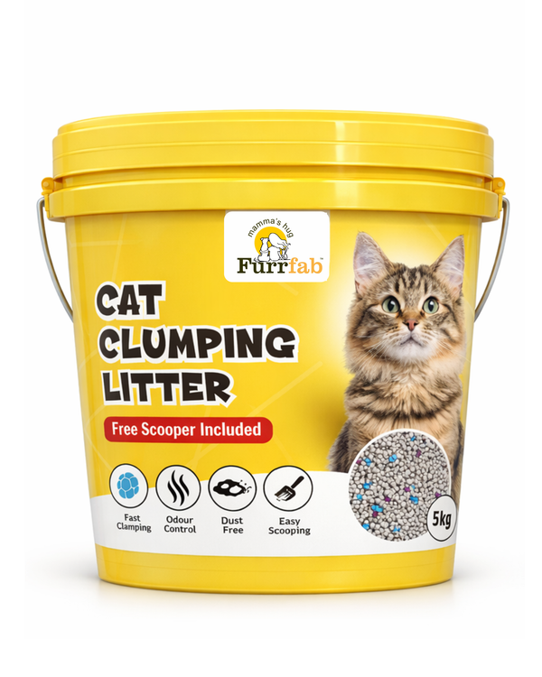 Furrfab Cat Clumping Litter 5KG with Free Scooper | Fast Clumping & Odour Control Ingredients