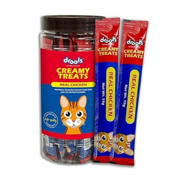 Drools Creamy Lickable Cat Treats Real Chicken 25Pcs, 375G Pack, All Life Stages Ingredients