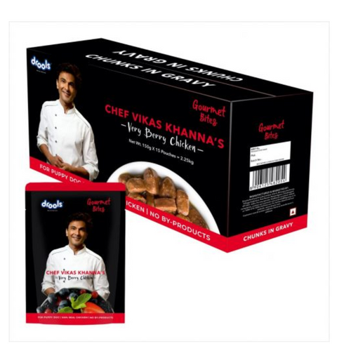 Drools Chef Vikas Special Very Berry Chicken Chunks Gravy 150g (15 Pouches)