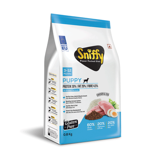 Sniffy Puppy Dry Dog Food - 800 gm | Real Chicken & Egg for Dogs