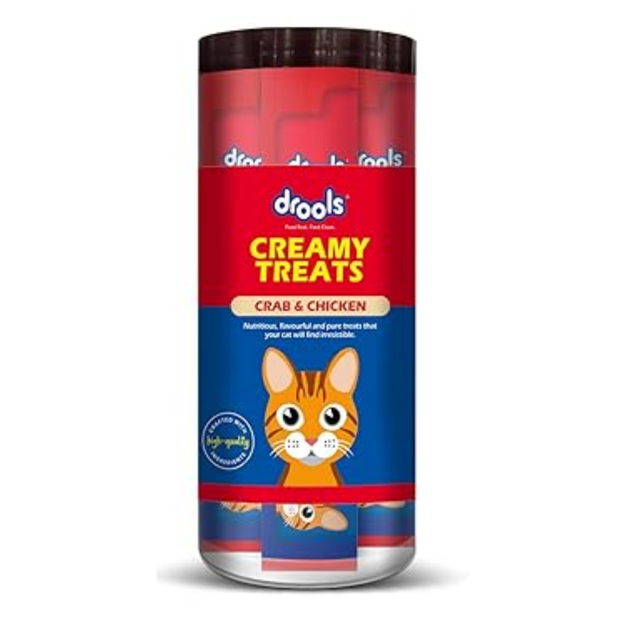 Drools Creamy Lickable Cat Treats Crab & Chicken 25Pcs, 375G Pack, All Life Stages