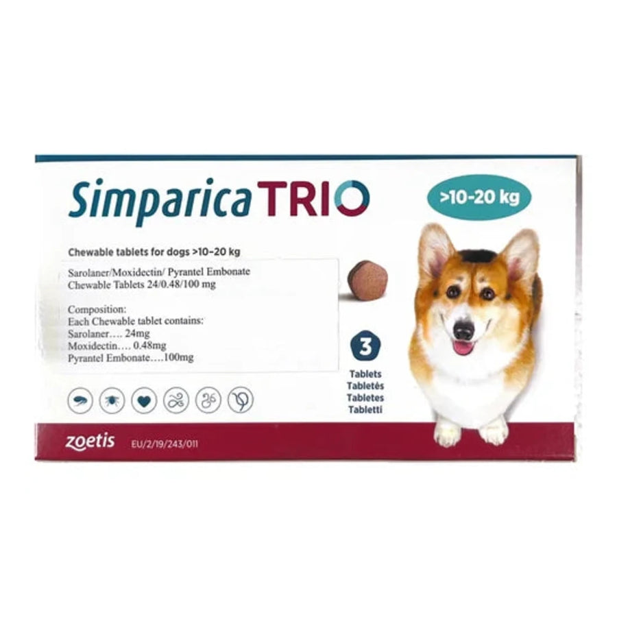 Simparica Trio blue 10.1-20 kg (3 tab x 1bls)