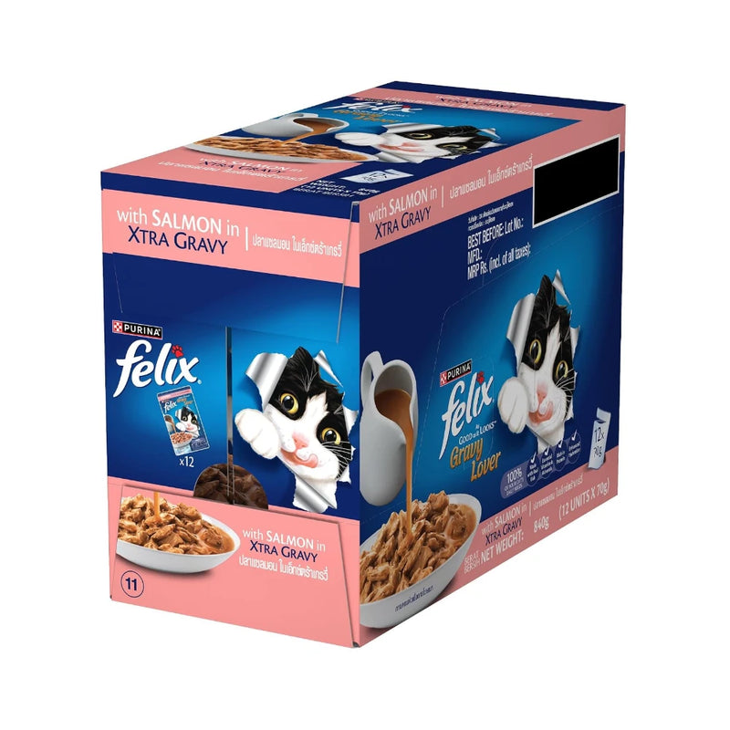 Purina Felix Salmon Gravy Lover, Wet Adult Cat Food, Pack of 12 (12x70g) - Image 2
