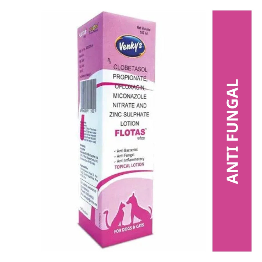 VENKYS Flotas Antifungal & Antibacterial Lotion for Dogs & Cats 100 ml