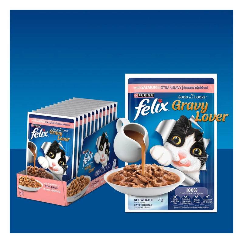Purina Felix Salmon Gravy Lover, Wet Adult Cat Food, Pack of 12 (12x70g) - Image 4