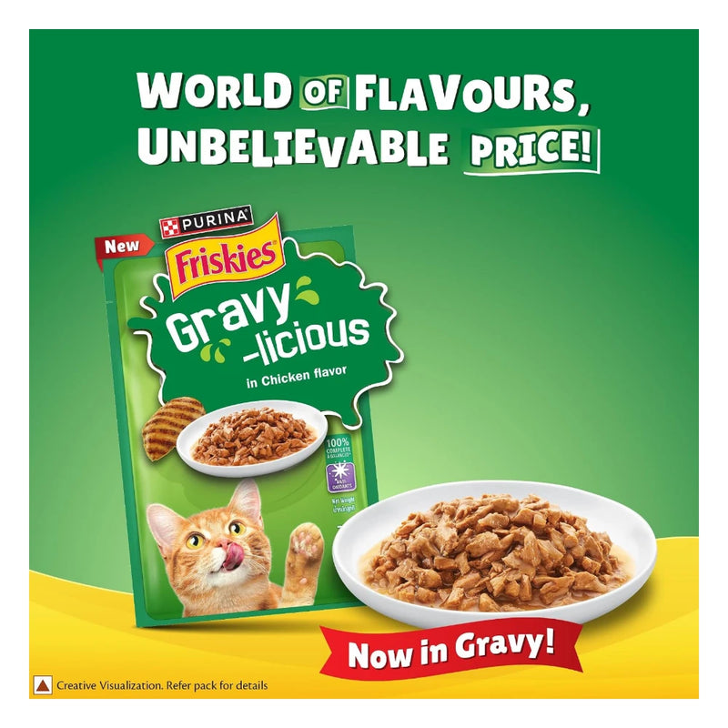 Purina Friskies Chicken Gravy-Licious, for Adult Cats, Pack of 12 (70gx12) - Image 6