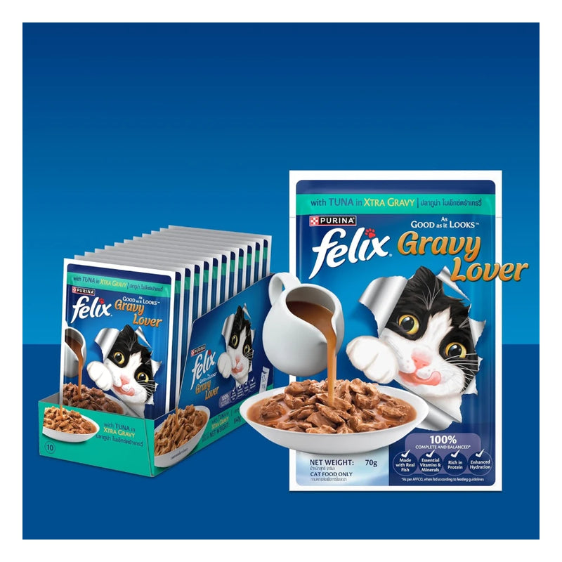 Purina Felix Tuna Gravy Lover, Wet Food for Adult Cats, Pack of 12 (12x70g) - Image 5