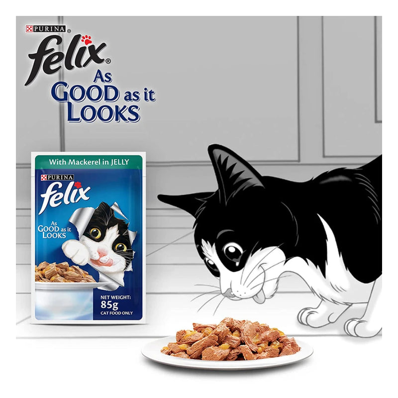 Purina Felix with Mackerel in Jelly, Pack of 12 Pouches - Image 3