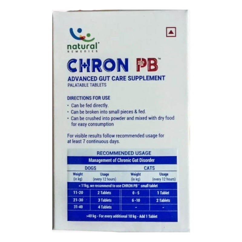 Natural Remedies Chron PB Gut Health Tablets for Dogs & Cats – 22 Tablets - Image 2