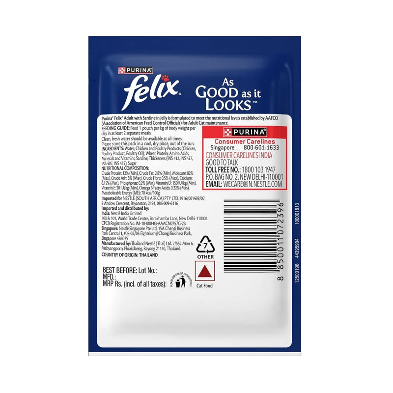 Felix Adult Cat Wet Food Sardine Flavour 85g - Image 3