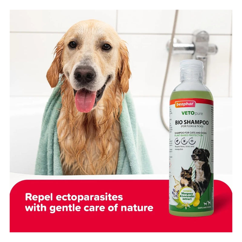 Beaphar VetoPure Bio Flea & Tick Shampoo for Dogs & Cats 250ml - Image 2