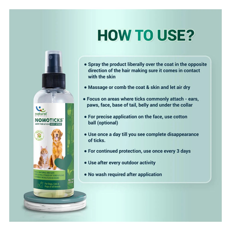 Natural Remedies Nomoticks Anti-Tick & Flea Body Spray for Dogs & Cats - Image 3