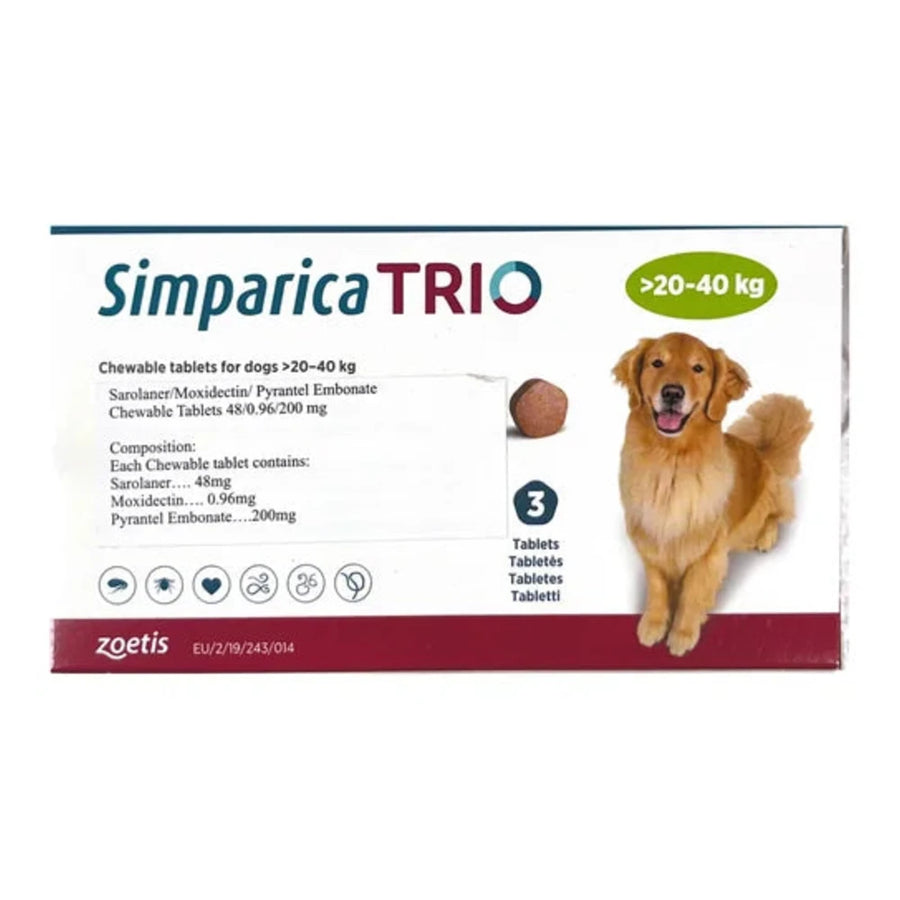 Simparica Trio Green 20.1-40 kg (3 tab x 1bls)