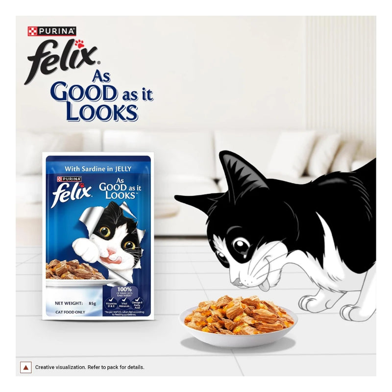Felix Adult Cat Wet Food Sardine Flavour 85g - Image 7