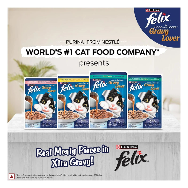 Purina Felix Salmon Gravy Lover, Wet Adult Cat Food, Pack of 12 (12x70g) - Image 7