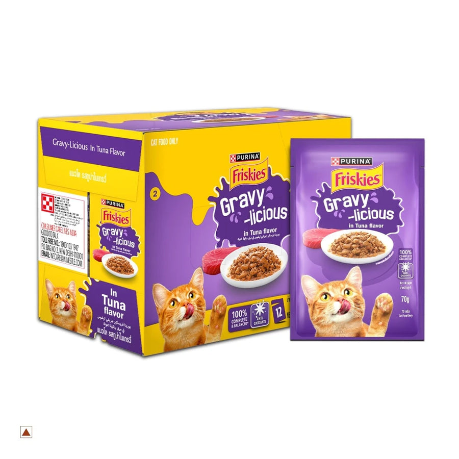 Purina Friskies Tuna Gravy-Licious, for Adult Cats, Pack of 12 (70gx12)
