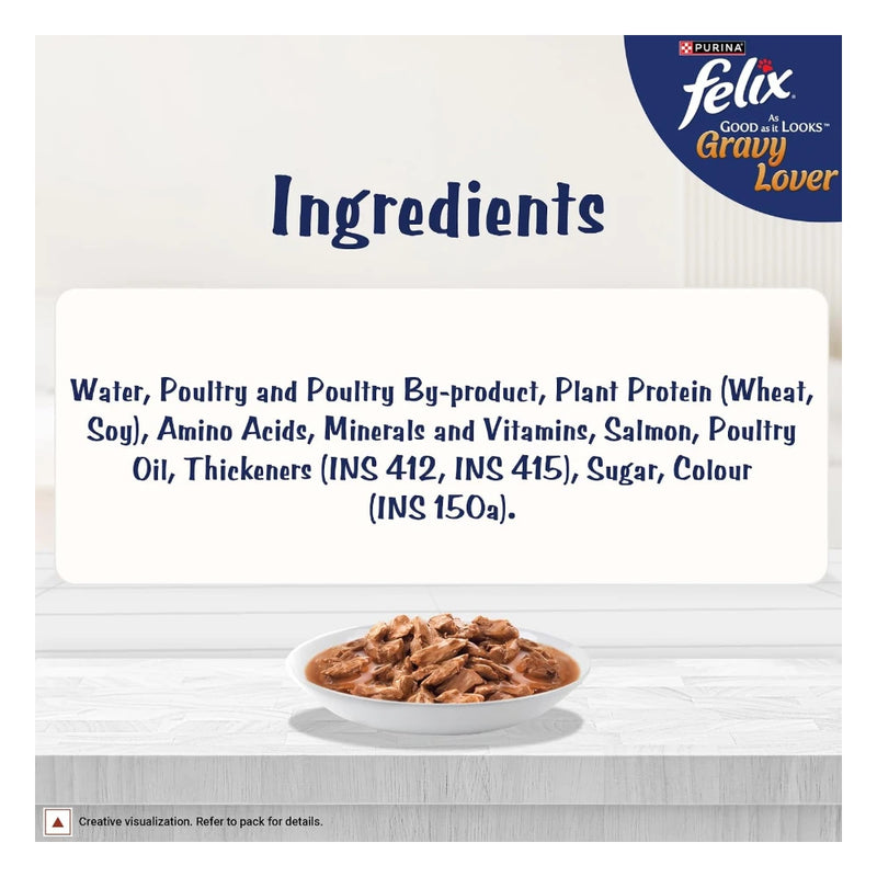 Purina Felix Salmon Gravy Lover, Wet Adult Cat Food, Pack of 12 (12x70g) - Image 10