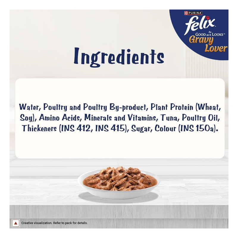 Purina Felix Tuna Gravy Lover, Wet Food for Adult Cats, Pack of 12 (12x70g) - Image 4