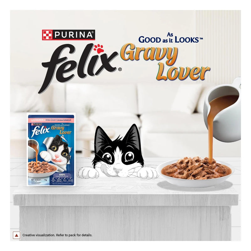 Purina Felix Salmon Gravy Lover, Wet Adult Cat Food, Pack of 12 (12x70g) - Image 5