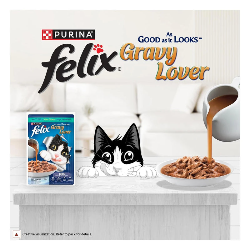 Purina Felix Tuna Gravy Lover, Wet Food for Adult Cats, Pack of 12 (12x70g) - Image 6