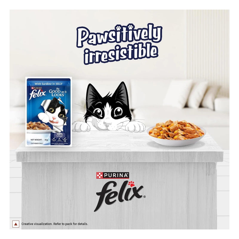 Felix Adult Cat Wet Food Sardine Flavour 85g - Image 8