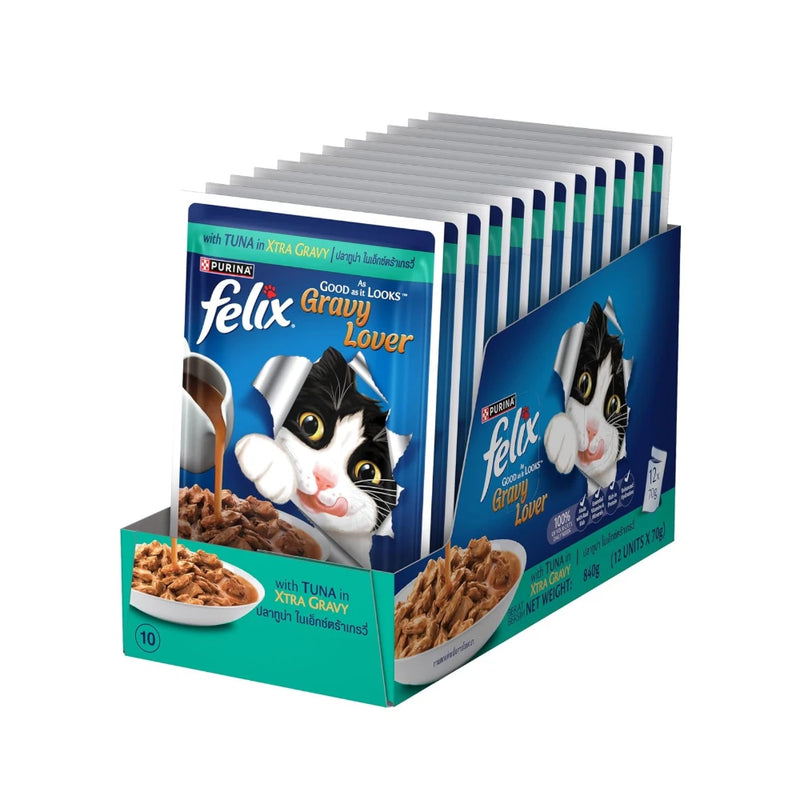 Purina Felix Tuna Gravy Lover, Wet Food for Adult Cats, Pack of 12 (12x70g) - Image 2