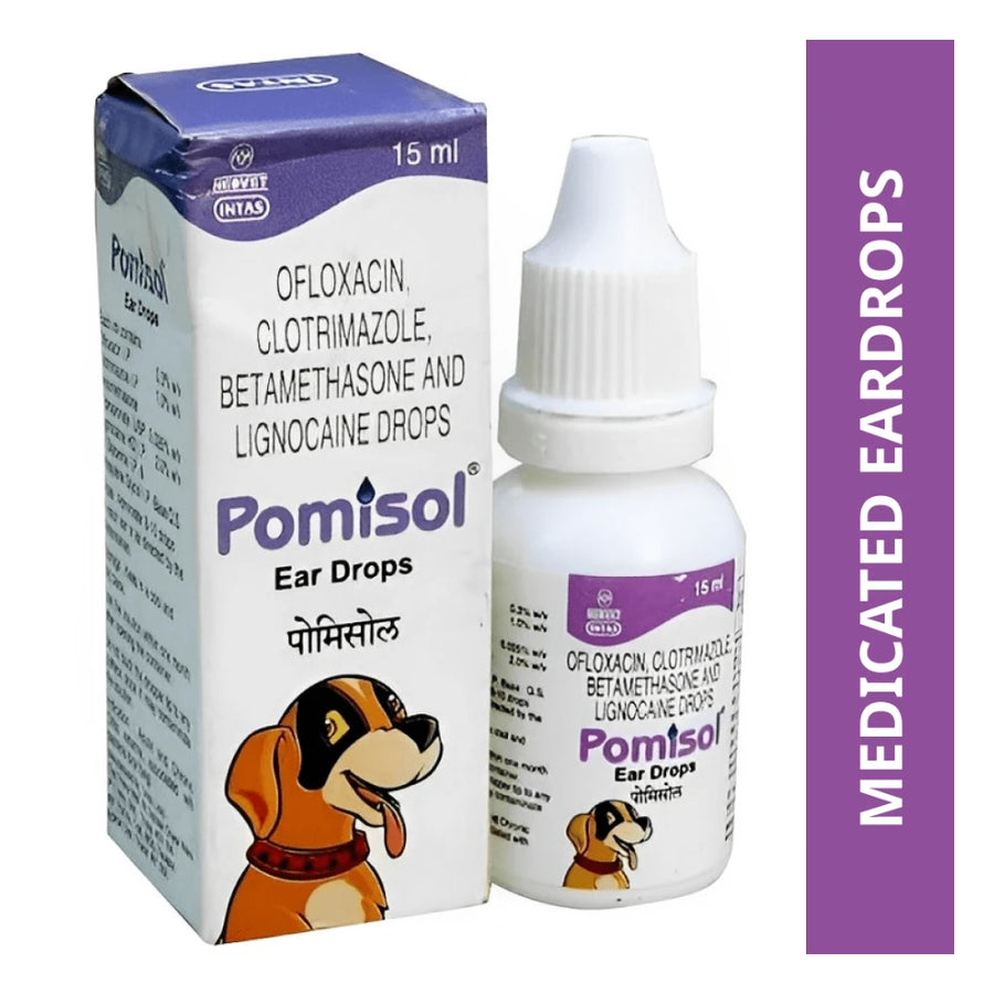 Intas Pomisol Ear Drops 15ml for Dogs & Cats