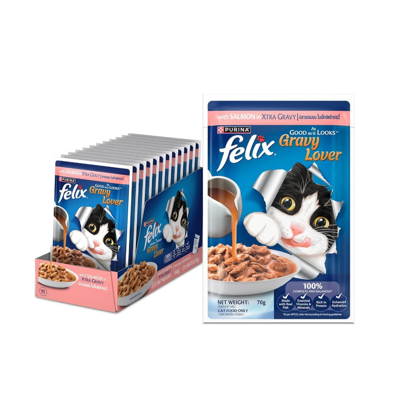 Purina Felix Salmon Gravy Lover, Wet Adult Cat Food, Pack of 12 (12x70g) - Image 3