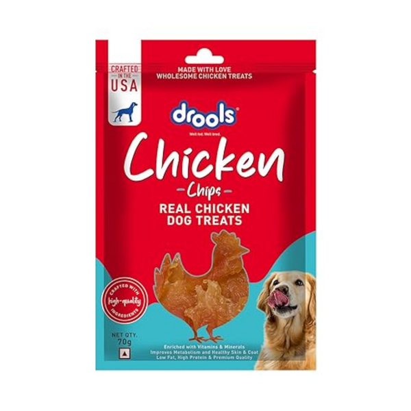 Drools Real Chicken Chips, Dog Treats, 70gm | Rich in Protein, No Artificial Preservatives | Best for Training & Bonding | for Puppy & Adult | Formulated in USA | Premium Treats | Ingredients