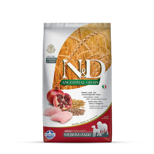 N&D ANCESTRAL Chicken Senior Adult Medium/ Maxi Dry Dog Food Ingredients