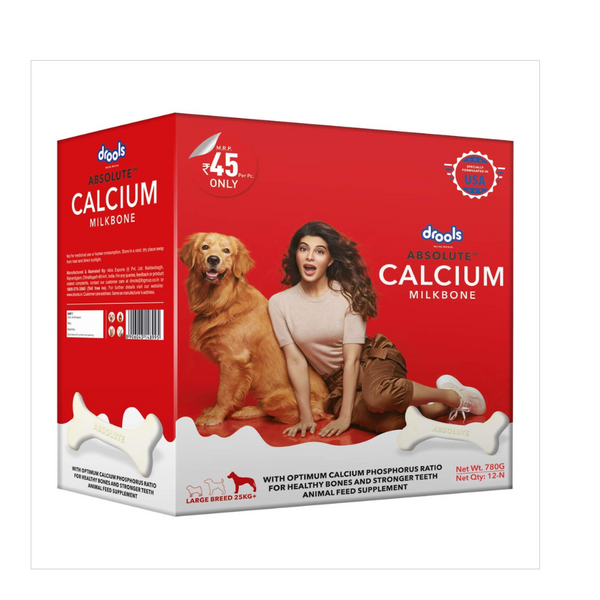 Drools Absolute Calcium Milk Bone, Dog Supplement for Large Breed Dogs, 12 Pieces, 720 g Ingredients