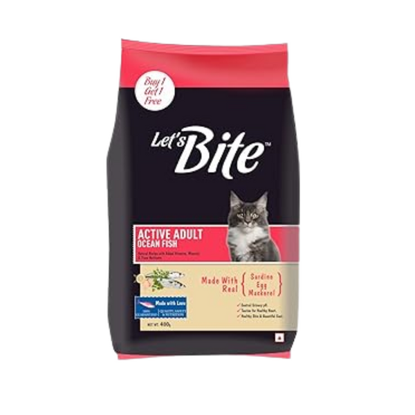 Let's Bite Active Adult Ocean Fish Dry Cat Food, 400g Ingredients