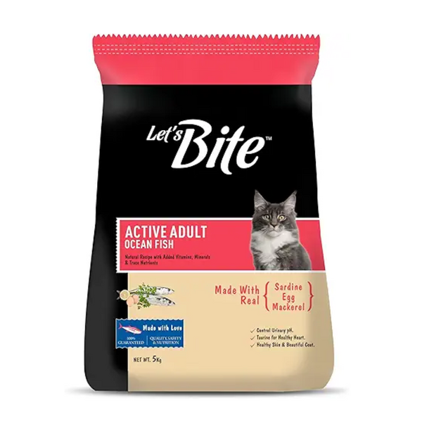 Let's Bite Active Adult Ocean Fish Dry Cat Food- 5Kg Ingredients