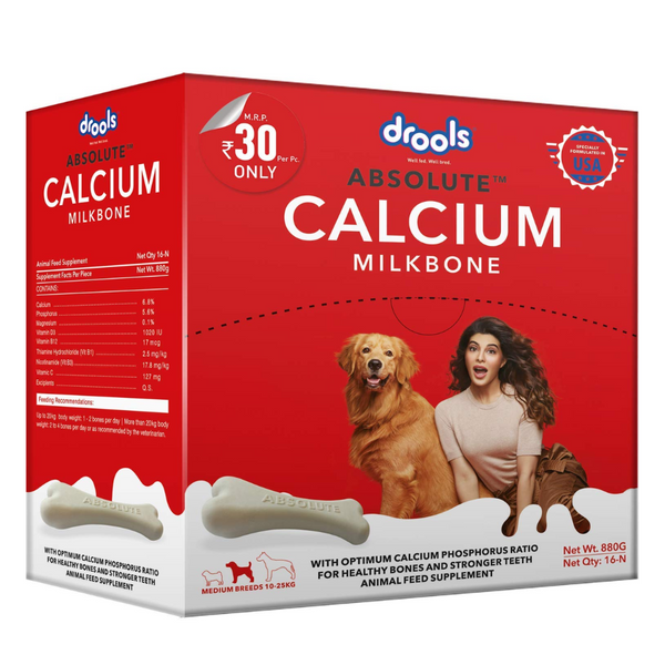 Drools Absolute Calcium Milk Bone, Dog Supplement Treat for Medium Breed Dogs, 16 Pieces, 880 g Ingredients
