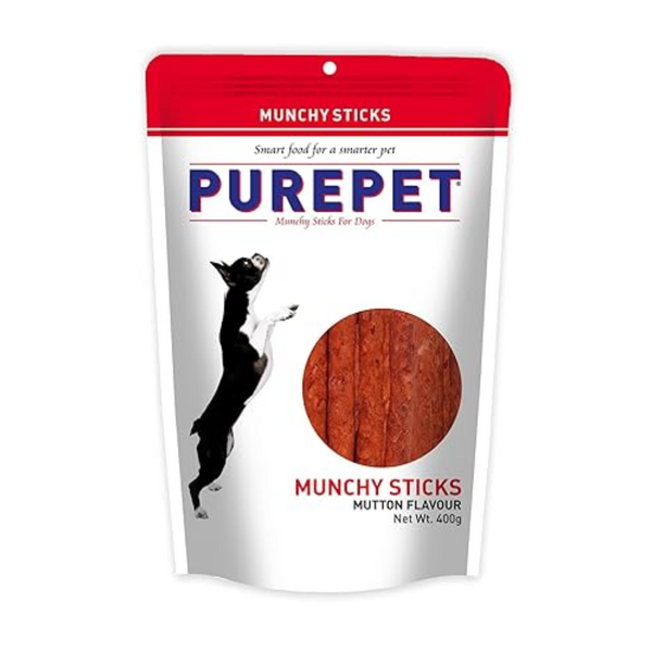 Purepet Dog Munchy Sticks, Mutton Flavor-400g, All Life Stages Ingredients