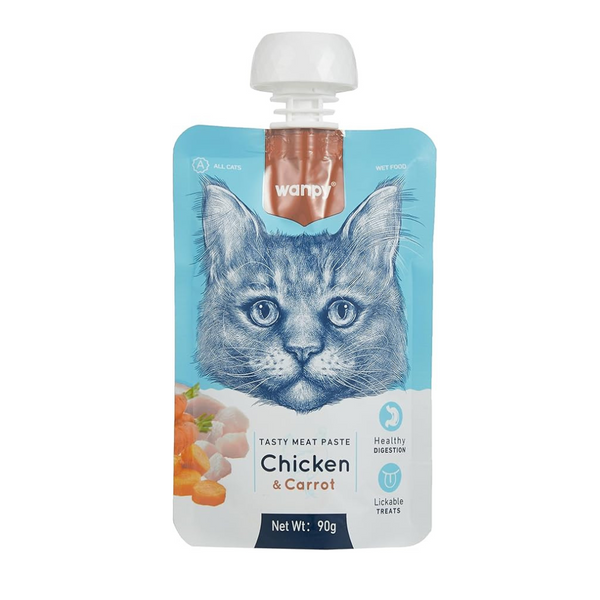 Wampy Meat Paste Chicken & Carrot Cat Wet Food, 90g Ingredients