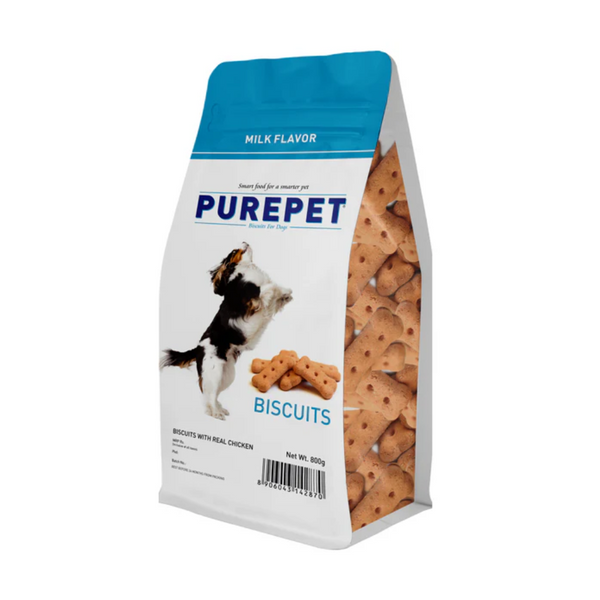 Purepet Milk Flavour Real Chicken Biscuit Dog Treats Pouch, 800g Ingredients