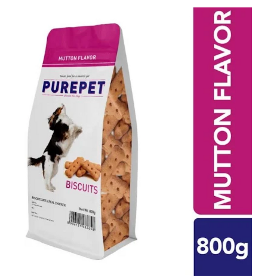Purepet Mutton Flavour Real Chicken Biscuit Dog Treats Pouch, 800g