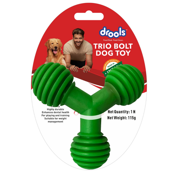 Drools Non-Toxic Rubber Toy for Dogs, Trio Bolt Ring 115g Pack Ingredients