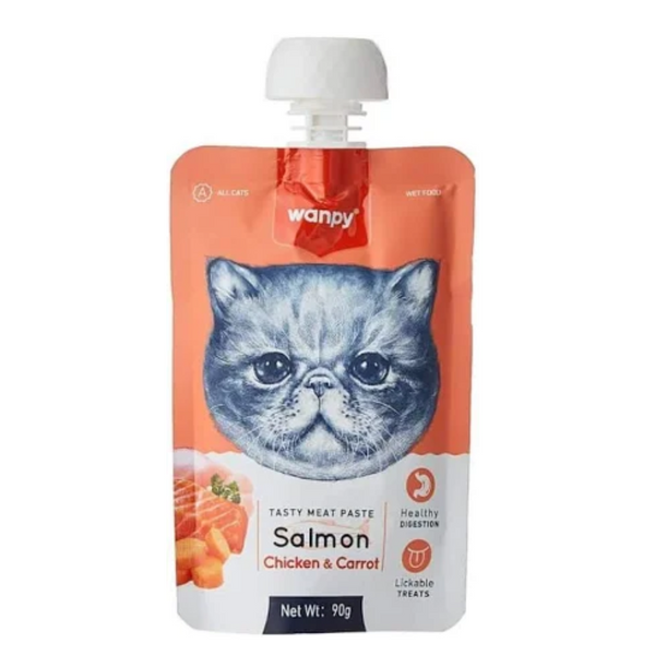 Wampy Meat Paste Salmon Chicken & Carrot Cat Wet Food, 90g Ingredients